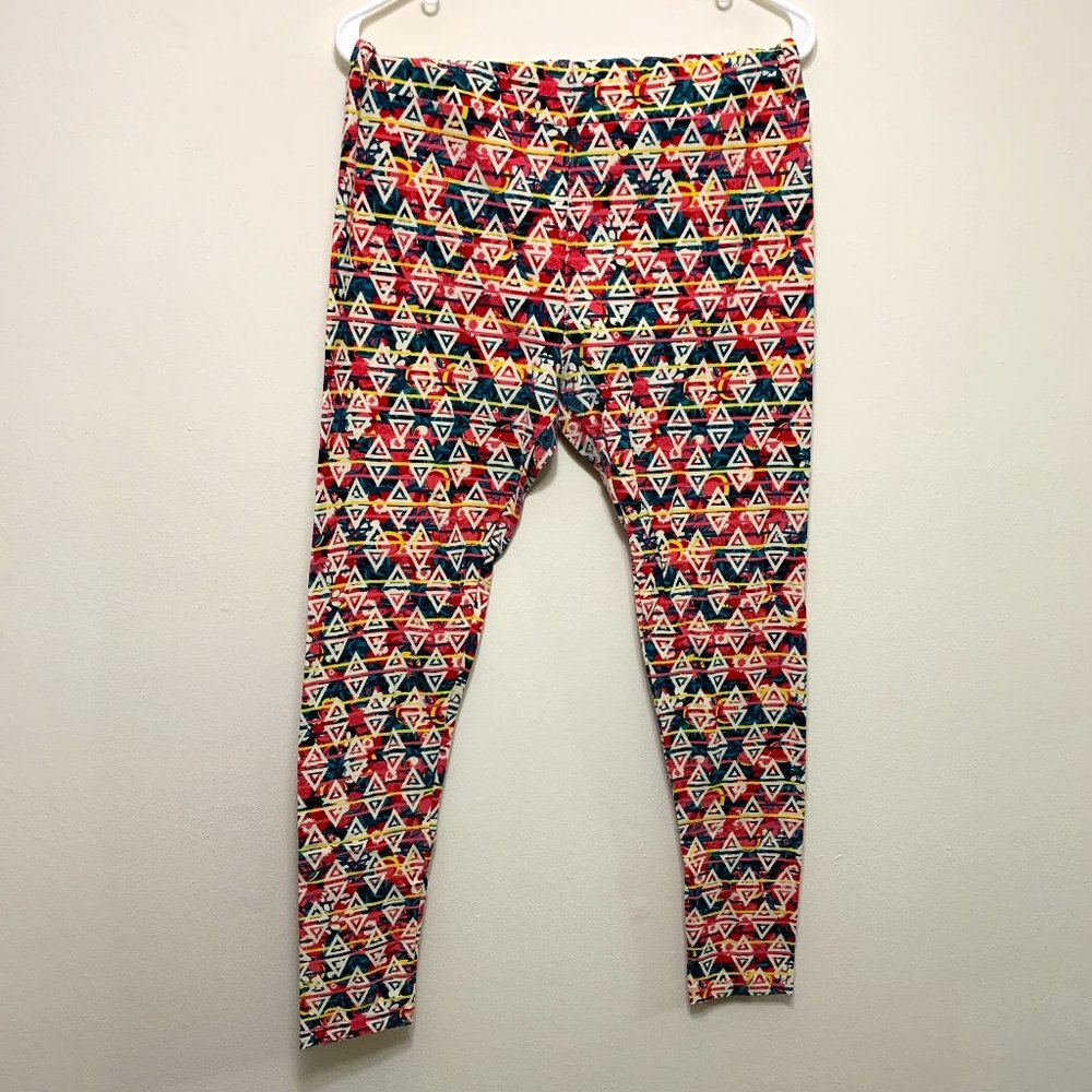 LuLaRoe Leggings- Teal/Pink Geometry/floral